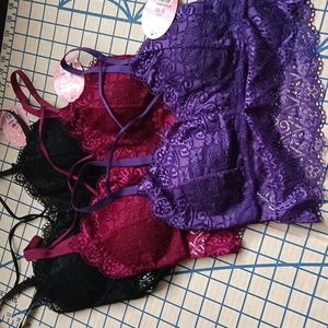 3 lace bralettes set Sz. S/M